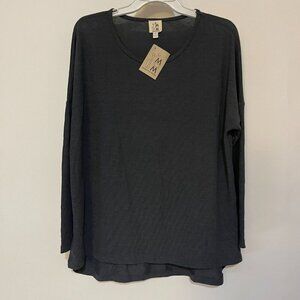 Mom Mom's the Word Long Sleeve Maternity Top XS Dark Gray Stretch Casual $76